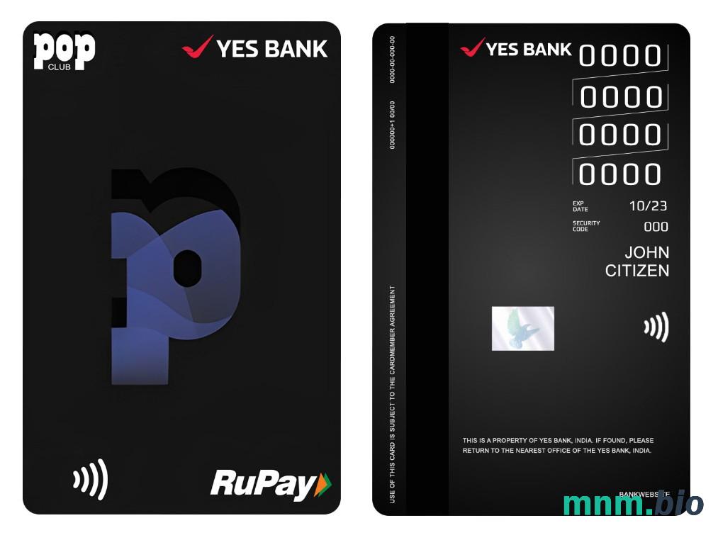 India YES Bank POP Club RuPay vertical credit karta przykład w formacie PSD